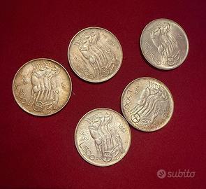 Lotto 5 Monete Argento 500 Lire 1961 "Biga"