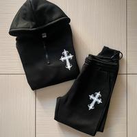 Tuta nera streetwear con croci - Taglia M - unisex