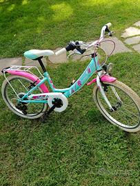 Bicicletta per bambina 5-10 anni azzurra e rosa