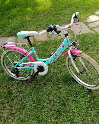 Bicicletta per bambina 5-10 anni azzurra e rosa