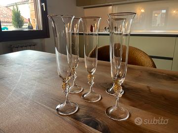 Bicchieri a calice cristallo  oro