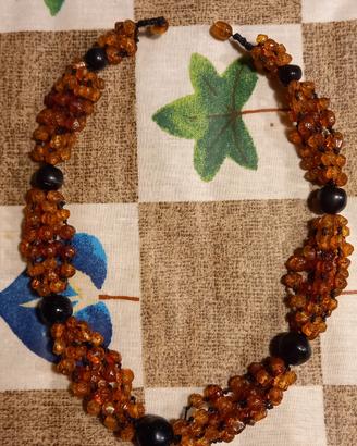 Collana in Ambra e perle nere- Come nuova