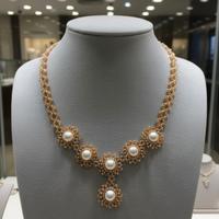 Collana Perle vere di fiume elegante oro avorio 