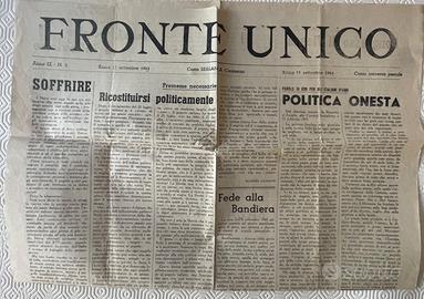 Giornale d’epoca 11 settembre 1943 - Fronte Unico