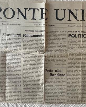 Giornale d’epoca 11 settembre 1943 - Fronte Unico