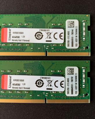 Memoria 16 GB DDR4 Sodimm Kingston KVR26S19S8/8