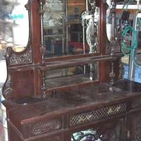 Vetrinetta Antica Legno Scuro con Specchiera