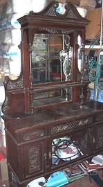 Vetrinetta Antica Legno Scuro con Specchiera