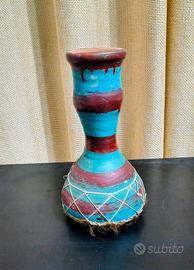 Bongo ,in terracotta con base in pelle naturale 