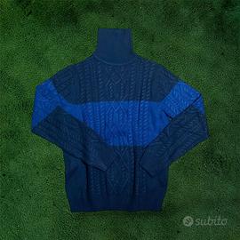 Maglione dolcevita blu nero 72D Knitwear XL