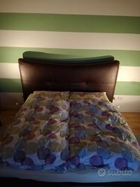 Letto contenitore etnico in similpelle marrone