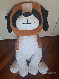 Maxi peluche cane bianco/marrone occhi brillantini
