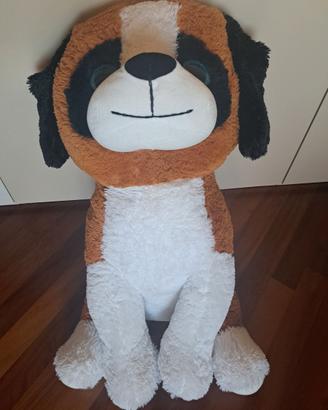 Maxi peluche cane bianco/marrone occhi brillantini