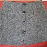 Minigonna misto lana con motivo spigato B/N