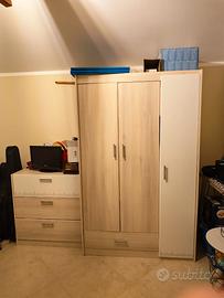 Armadio 3 ante 1 cas 112x180cm+Comò 3 cassa 78x80