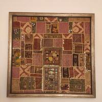 Arazzo Indiano Patchwork Ricamato con cornice