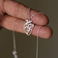 collana cuore anatomico acciaio inox colore argent