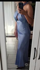 Vestito lungo ASOS DESIGN satin azzurro NUOVO 40