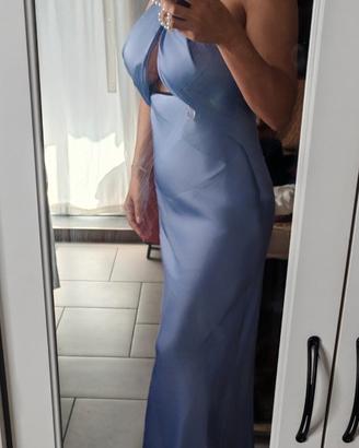 Vestito lungo ASOS DESIGN satin azzurro NUOVO 40