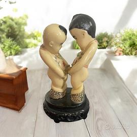 Antica scultura cinese bambini vintage avoriolina
