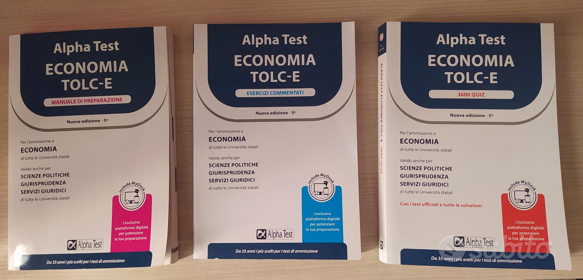 Alpha test Economia TOLC-E 2023/2024 - Libri e Riviste In vendita a Monza e  della Brianza