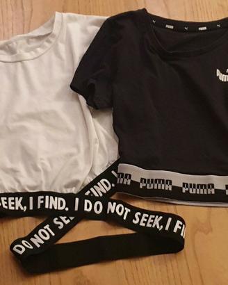 T-shirts corte donna Puma e Shein taglie M e S