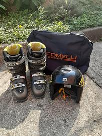 scarponi sci con caschetto 