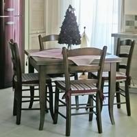 Tavolo 100x100(200) in noce massello e 6 sedie