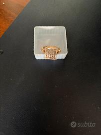 Anello oro 14k con rose di diamante