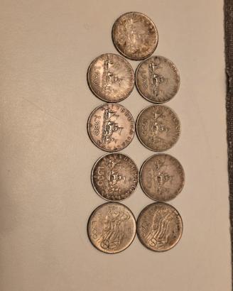 Lotto 9 Monete 500 Lire in Argento