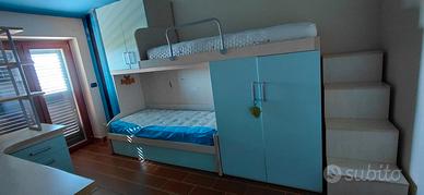 Cameretta soppalco + scrivania e cassettiere