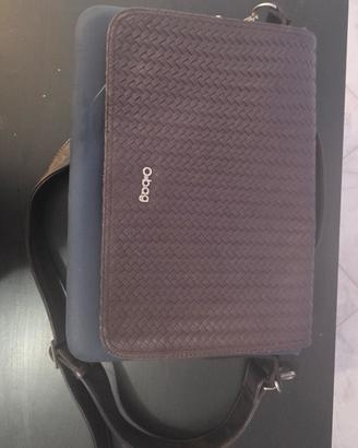 Borsa Cartella O bag - Blu e Marrone Intrecciato
