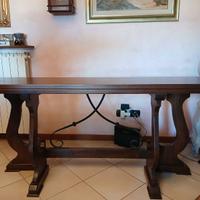 tavolo consolle in arte povera con ferro battuto