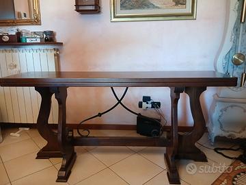 tavolo consolle in arte povera con ferro battuto