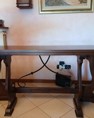 tavolo consolle in arte povera con ferro battuto