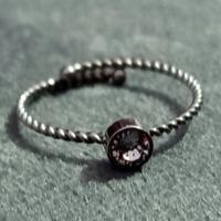 Anello Marlù regolabile in acciaio con solitario