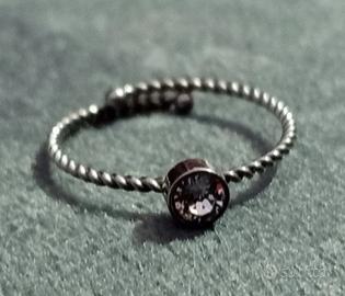 Anello Marlù regolabile in acciaio con solitario