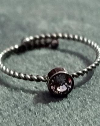 Anello Marlù regolabile in acciaio con solitario