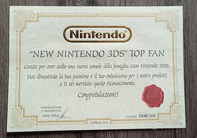 CERTIFICATO NEW NINTENDO 3DS TOP FAN - 3936/15000 