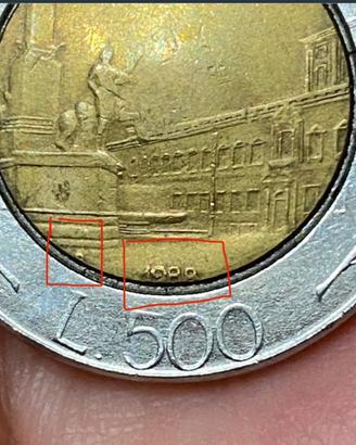 Errore conio centratura 500 lire 1988