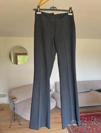 Pantalone nero gessato bianco