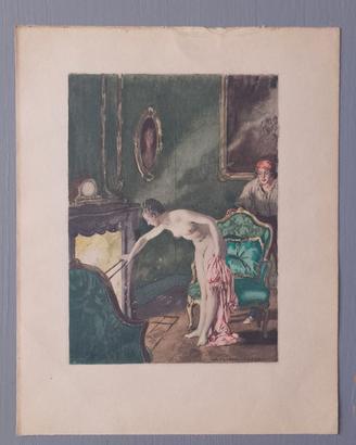 Acquaforte Antica Auguste Leroux (1871-1954) Nudo