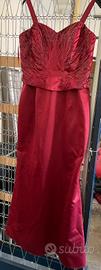 Vestito da sera rosso in seta Regina + copri spall