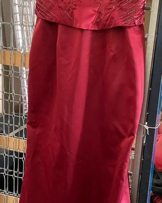 Vestito da sera rosso in seta Regina + copri spall
