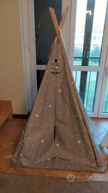 Tenda indiana in legno e poliestere impermeabile
