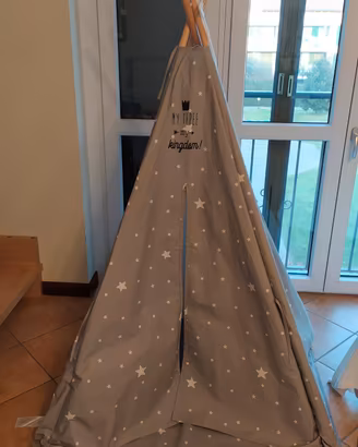 Tenda indiana in legno e poliestere impermeabile