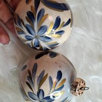 Set 2 palline natalizie vintage rare dipinte a man