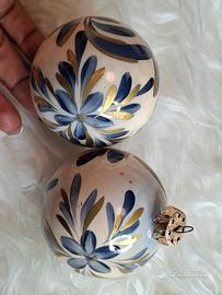 Set 2 palline natalizie vintage rare dipinte a man