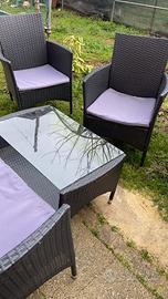 Set divanetto e poltrone giardino esterno