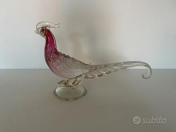 Scultura Pavone Alfredo Barbini Vetro di Murano
